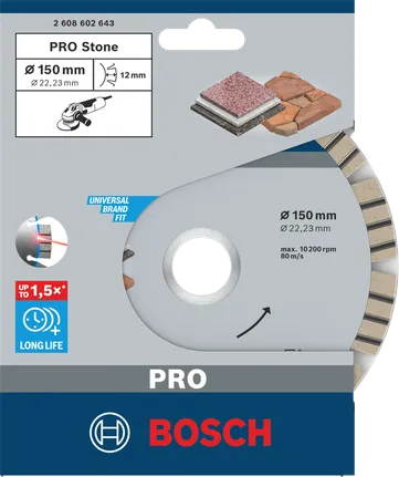 Disque diamanté Bosch PRO Stone 150×22,23 mm.