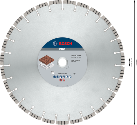 Disque diamanté abrasif Bosch PRO pour maçonnerie, 400 mm.