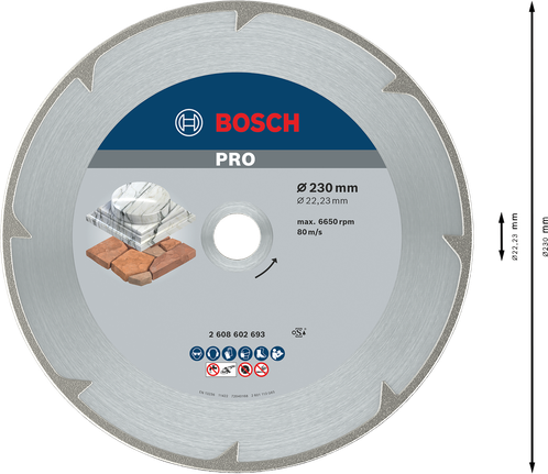 Disque diamanté Bosch PRO Marble 230 mm pour la coupe de la pierre.