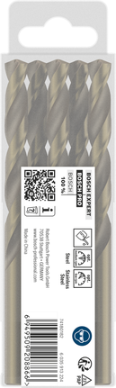 Jeu de forets hélicoïdaux Bosch PRO en acier inoxydable HSS-Co de 9,8 mm.