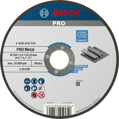 Disque à tronçonner à liant métallique Bosch PRO 150x2,5x22,23 mm.