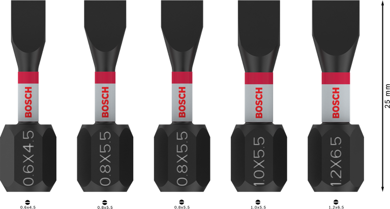 Ensemble d'embouts à chocs Bosch PRO SL SL4.5 SL5.5 SL6.5 25 mm.