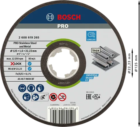 Disque à tronçonner Bosch PRO pour acier inoxydable et métal X-Lock.