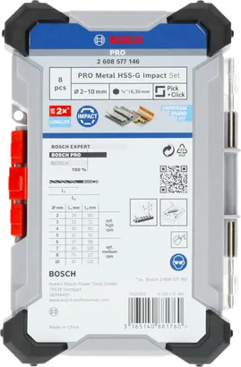 Coffret de 8 forets à percussion Bosch PRO Metal HSS-G.