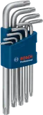 Jeu de clés Allen Torx Bosch avec neuf pièces dans un support.