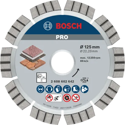 Disque diamanté Bosch PRO Stone pour la coupe de la pierre, 125 mm.
