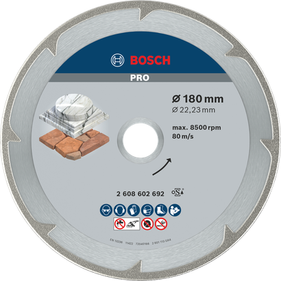 Disque diamanté Bosch PRO Marble pour la coupe de la pierre.