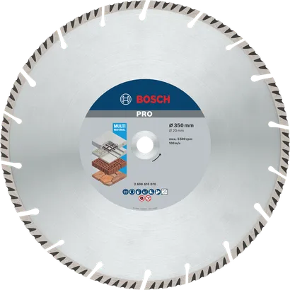 Disque diamant multi-matériaux Bosch PRO, diamètre 350 mm.