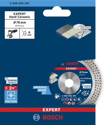 Disque à tronçonner diamanté Bosch 76 mm pour céramique dure.