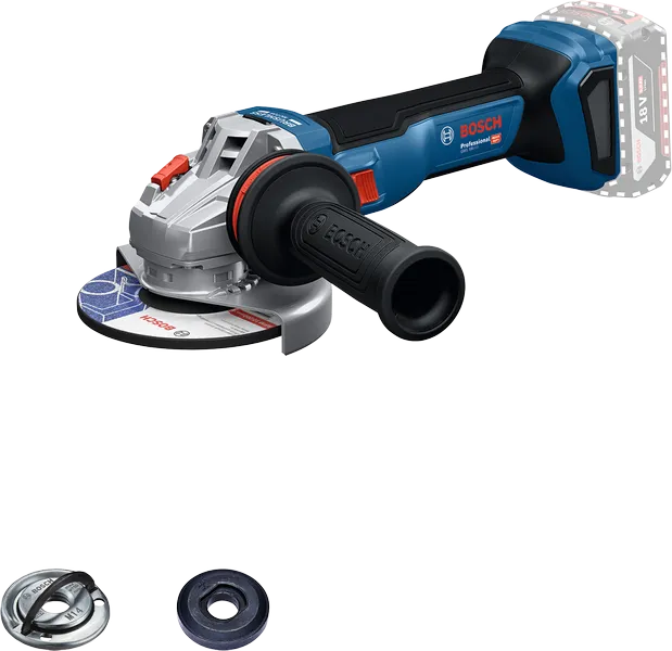 Meuleuse d'angle sans fil Bosch GWS 18V-11 avec accessoires.