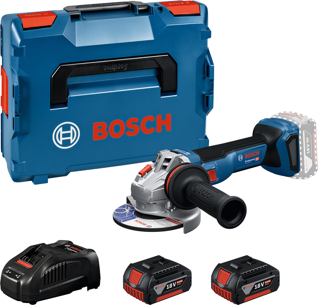 Meuleuse d'angle Bosch GWS 18V-11 avec coffret et batteries.