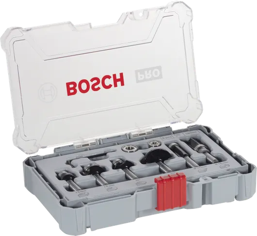 Coffret de 6 fraises à défoncer Bosch PRO pour finitions et bordures.