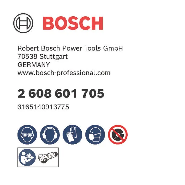 Bosch logo, Postal address, Electronic address, Safety icons