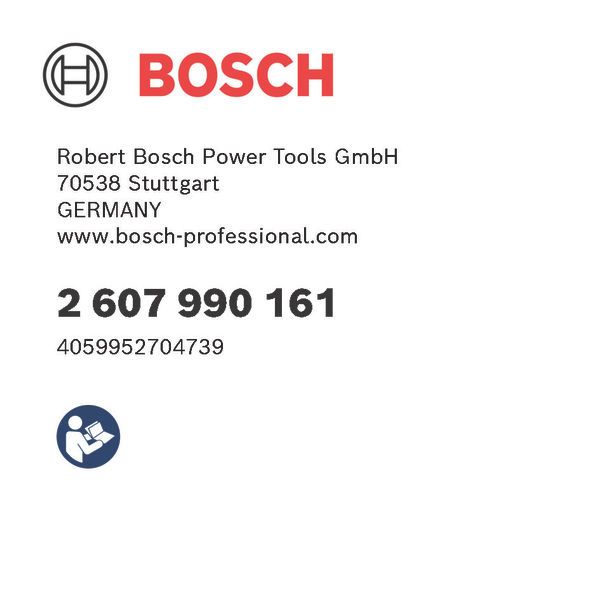 Bosch logo, Postal address, Electronic address, Safety icons