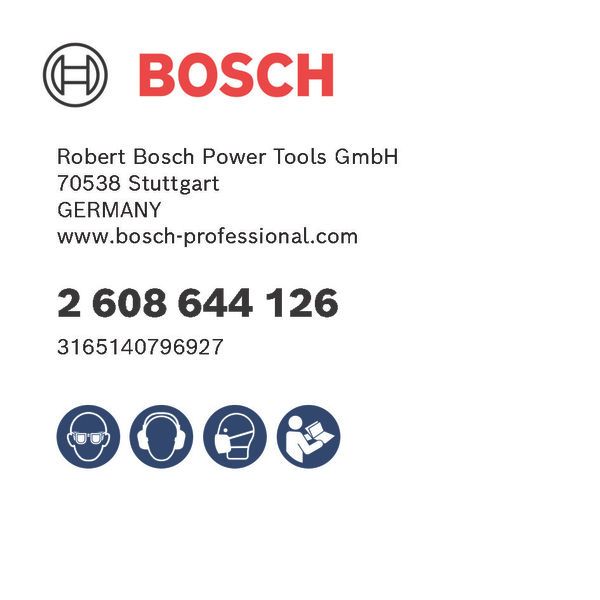 Bosch logo, Postal address, Electronic address, Safety icons