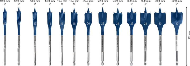 Ensemble de forets plats Bosch EXPERT Self Cut Speed, 13 tailles.