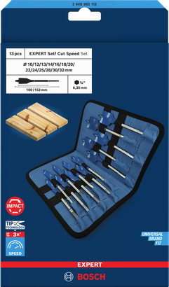 Coffret de 13 forets plats Bosch.