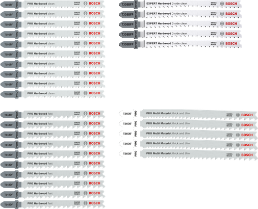 Ensemble de construction de cuisine Bosch PRO pour bois et métal, 30 lames de scie sauteuse.