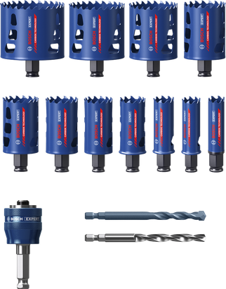 Coffret de scies cloches multi-matériaux Bosch EXPERT, 14 pièces.