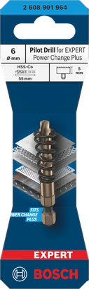 Foret pilote Bosch 6 mm EXPERT Power Change Plus.