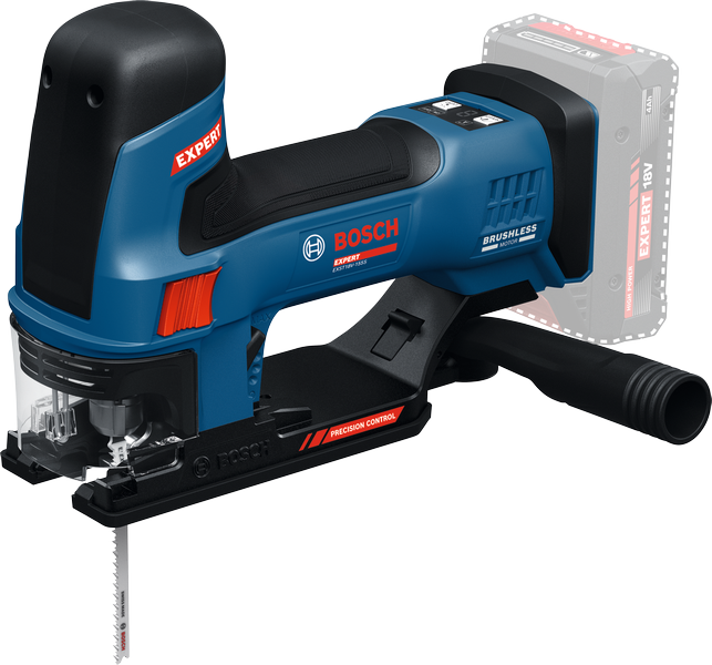 Scie sauteuse Bosch EXST18V-155S avec Precision Control.