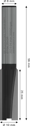 Fraise droite Bosch PRO, diamètre 10 mm, deux cannelures.