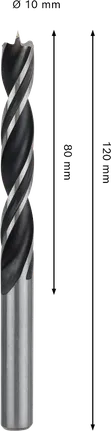 Foret à pointe brad pour bois Bosch PRO 10 x 80 x 120 mm.