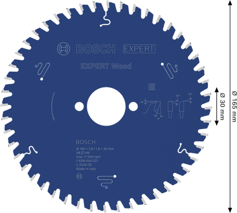 Lame de scie circulaire à bois Bosch EXPERT 165 mm 48 dents.