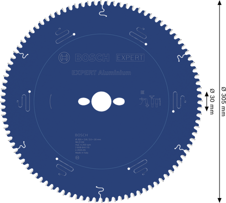 Lame de scie circulaire Bosch EXPERT Aluminium 305 mm pour une coupe précise du métal.