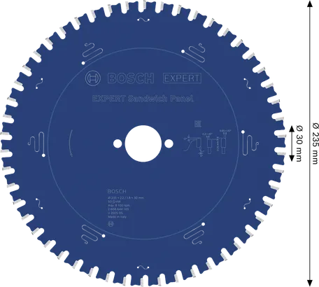 Lame de scie circulaire pour panneaux sandwich Bosch EXPERT, diamètre 235 mm.