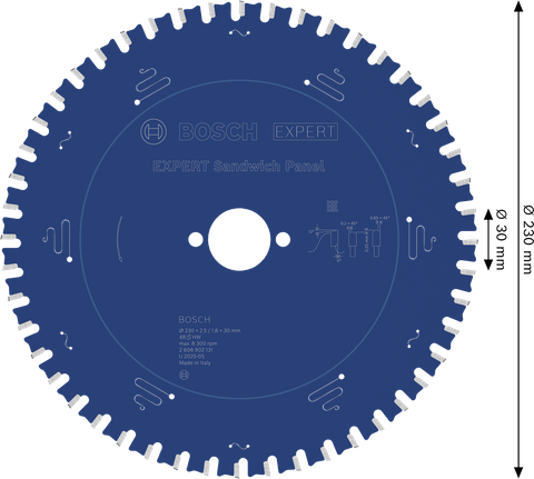 Lame de scie circulaire pour panneaux sandwich Bosch EXPERT, 230 mm.