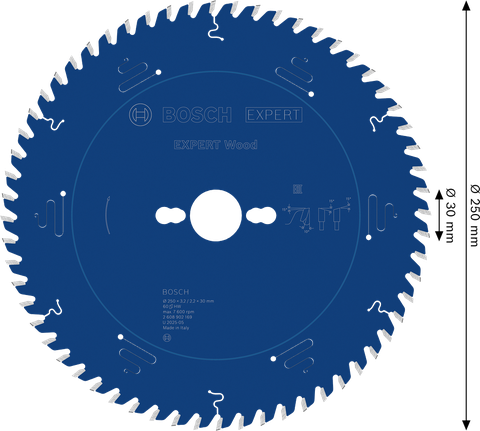 Lame de scie circulaire Bosch EXPERT Wood, 250 mm 60 dents.