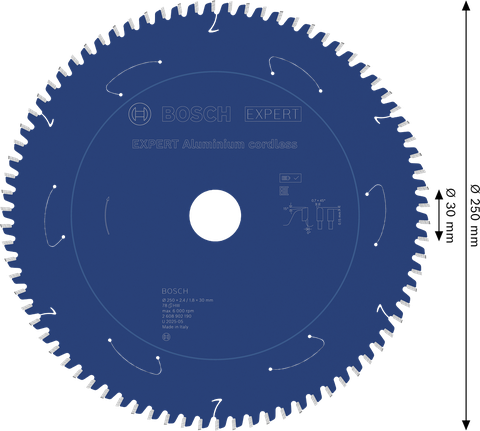 Lame de scie circulaire sans fil Bosch EXPERT Aluminium, 250 mm.