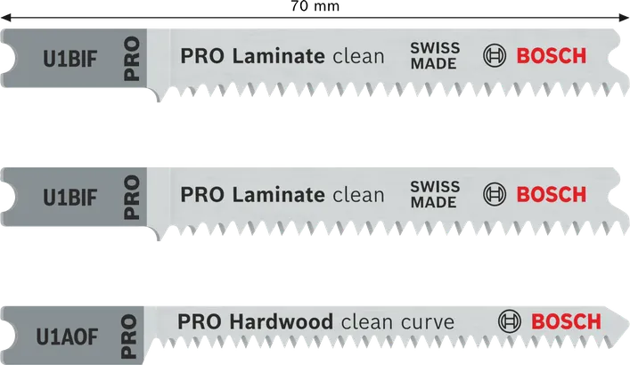 Lames de scie sauteuse à queue en U Bosch PRO Laminate Set, 3 pièces.