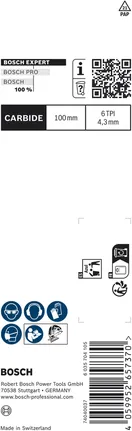 Lame de scie sauteuse Bosch EXPERT Fiber Plaster T141HM 100 mm carbure.