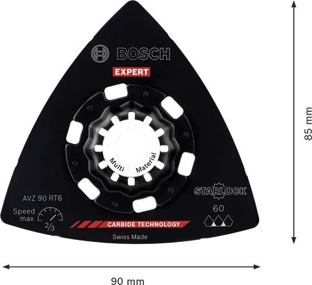 Plateau de ponçage en carbure Bosch EXPERT AVZ 90 RT6, 90 mm.
