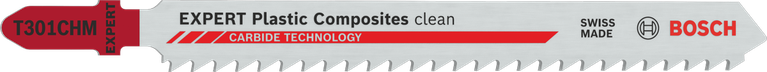 Lame de scie sauteuse Bosch T301CHM pour des coupes plastiques nettes.