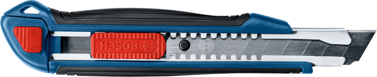 Couteau utilitaire rétractable avec lame segmentée et manche texturé.