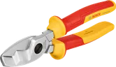 Cisaille à câble Bosch VDE avec poignées isolées rouge et jaune.
