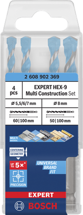Jeu de 4 forets multi-construction Bosch EXPERT HEX-9.