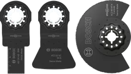 Jeu de 3 lames de carrelage Bosch pour la coupe de plusieurs matériaux.