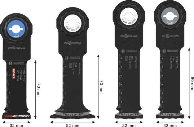 Ensemble robuste Bosch , 4 lames pour outils multifonctions oscillants.