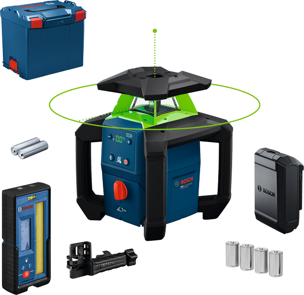 Outil de nivellement laser Bosch GRL18V-4-34CVG avec accessoires.