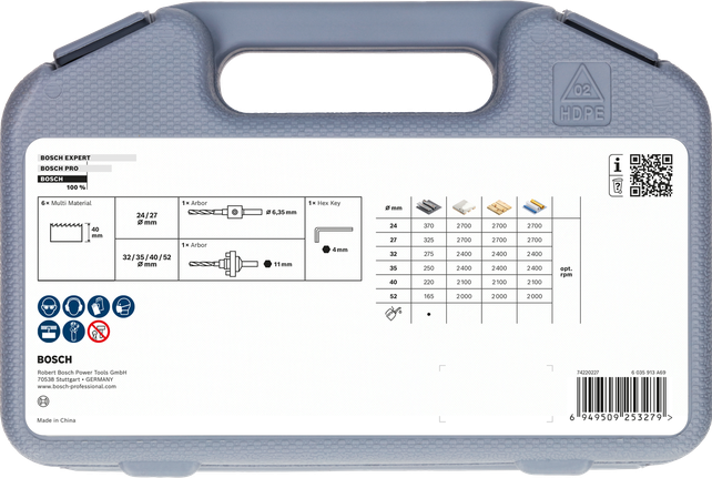 Coffret de scies cloches filetées multi-matériaux Bosch , 24–52 mm.