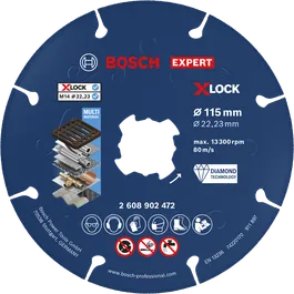 Disque de coupe diamanté Bosch EXPERT pour métaux X-LOCK 115 mm.