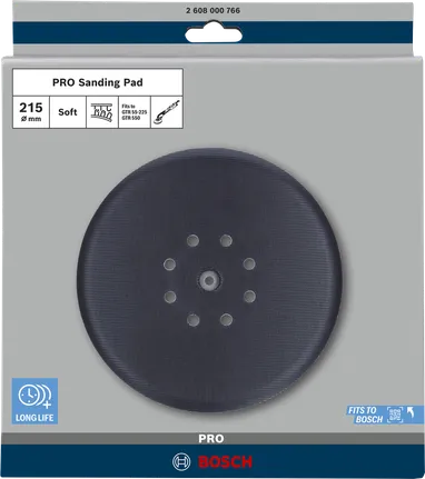 Plateau de ponçage Bosch PRO souple 215 mm avec 8 trous.