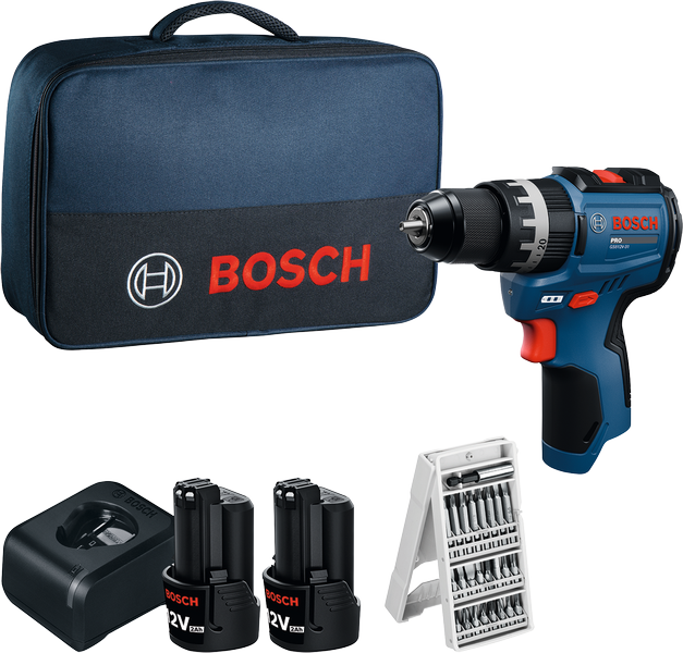 Perceuse sans fil Bosch GSB 12V-31 avec coffret et accessoires.