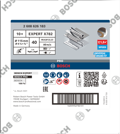 Disque à lamelles Bosch PRO X571 coudé 115 mm G40 pour métal.
