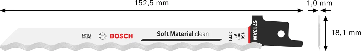 Lame de scie alternative Bosch S 713 AW pour matériaux tendres.