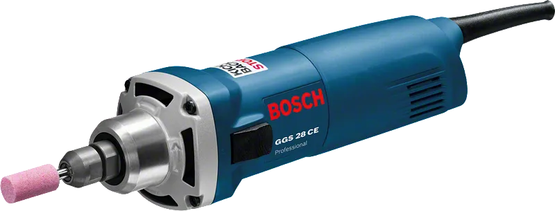 Meuleuse droite Bosch GGS 28 CE avec mèche de meulage.